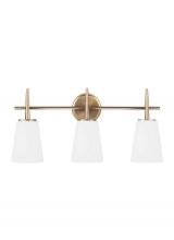  4440403EN3-848 - Driscoll contemporary 3-light LED indoor dimmable bath vanity wall sconce in satin brass gold finish