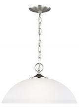 Generation Lighting 6516501EN3-962 - Geary transitional 1-light LED indoor dimmable ceiling hanging single pendant light in brushed nicke