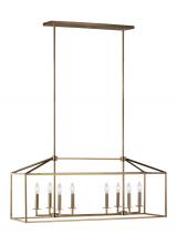  6615008EN-848 - Perryton transitional 8-light LED indoor dimmable linear ceiling chandelier pendant light in satin b