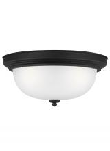 Generation Lighting 77065EN3-112 - Geary transitional 3-light LED indoor dimmable ceiling flush mount fixture in midnight black finish