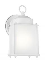 Generation Lighting 8592001EN3-15 - New Castle traditional 1-light LED outdoor exterior wall lantern sconce in white finish with satin e