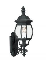 Generation Lighting 88201EN-12 - Wynfield traditional 2-light LED outdoor exterior wall lantern sconce in black finish with clear bev