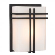  215640BK 126EB - Wall Sconce - in Black finish with Satin White Glass (Suitable for Indoor or Outdoor Use)