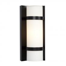  215670BK - 1-Light Outdoor/Indoor Wall Sconce - Black with Satin White Cylinder Glass