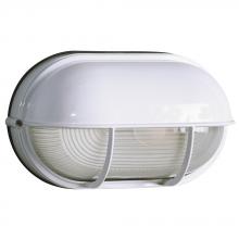  305562WH-118EB - Outdoor Cast Aluminum Wall Mount Marine Light with Hood - in White finish with Frosted Glass