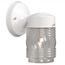  320107WH - Outdoor Wall Fixture - White w/ Clear Jam Jar Glass