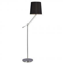  514853BN/BK - 1-Light Floor Lamp - Brushed Nickel with Black Linen Fabric Shade & Adjustable Arm