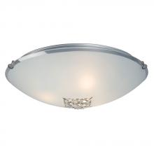  614404CH-213EB - 3-Light Flush Mount - Polished Chrome with Satin White Glass Shade and Crystal Accents