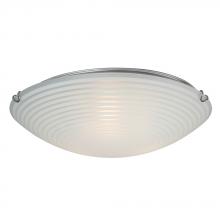  615294CH-213NPF - Flush Mount Ceiling Light- in Polished Chrome finish with Striped Patterned Satin White Glass