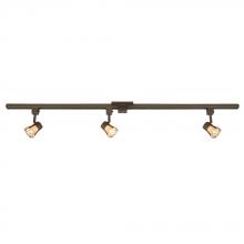  70335-4-3BZ/TS - 4' Three Light Halogen Track Kit - Bronze w/ Tea Stain Glass