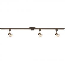  70335-4-3BZ/WH - 4' Three Light Halogen Track Kit - Bronze w/ White Glass