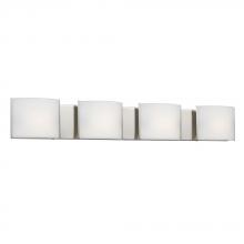  723309BN - 4-Light Vanity Brushed Nickel with Curved Satin White Glass Shades