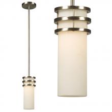  801321BN - Mini Pendant w/6",12",18" Extension Rods - Brushed Nickel with Frosted White Glass