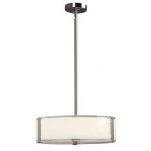  914291BN - 4-Light Pendant - Brushed Nickel with White Opal/Clear Glass (incl. 6", 12" & 18" Extens