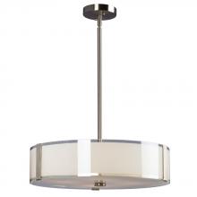  914295BN - 4-Light Pendant - Brushed Nickel with White Opal/Clear Glass (incl. 6", 12" & 18" Extens