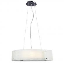  915044CH - 4-Light Pendant Chrome with Frosted Textured Glass Shade w/Frosted Bottom Glass