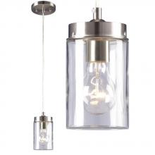  919854BN - 1-Light Mini-Pendant - in Brushed Nickel finish with Clear Glass Shade