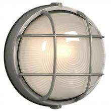  ES305011SA - Outdoor Cast Aluminum Marine Light with Guard - in Satin Aluminum finish with Frosted Glass (Wall or