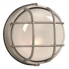  ES305012SA - Outdoor Cast Aluminum Marine Light with Guard - in Satin Aluminum finish with Frosted Glass (Wall or