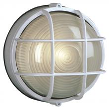  ES305012WH - Outdoor Cast Aluminum Marine Light with Guard - in White finish with Frosted Glass (Wall or Ceiling