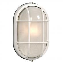  ES305013WH - Outdoor Cast Aluminum Marine Light with Guard - in White finish with Frosted Glass (Wall or Ceiling