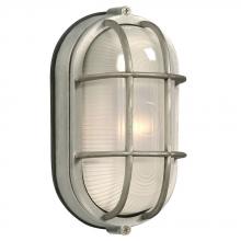  ES305014SA - Outdoor Cast Aluminum Marine Light with Guard - in Satin Aluminum finish with Frosted Glass (Wall or