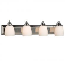  ES724134CH - 4-Light Bath & Vanity Light - in Polished Chrome finish with Satin White Glass