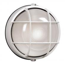  L305011WH010A1 - LED Outdoor Cast Aluminum Marine Light with Guard - in White finish with Frosted Glass (Wall or Ceil