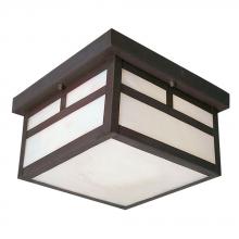  L306120OB012A1 - 120-277V LED Outdoor Flush Mount Ceiling Fixture - in Old Bronze Finish with White Marbled Glass