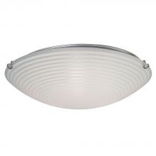  L615294CH024A1 - LED Flush Mount Ceiling Light- in Polished Chrome finish with Striped Patterned Satin White Glass