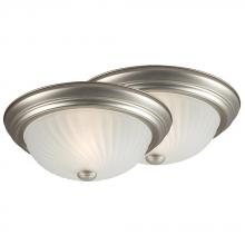  HW635279PT/2 - 13" 2-Light Flush Mount in Pewter with Frosted Swirl Glass (Twin Pack)