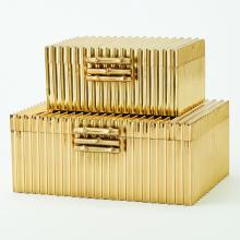 Global Views 9.92034 - Corrugated Bamboo Box-Brass-Lg