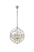  1130D17PN-GT/RC - Geneva 4 Light Polished Nickel Pendant Golden Teak (Smoky) Royal Cut Crystal