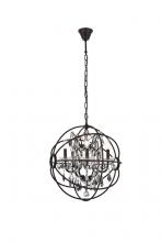  1130D20DB-SS/RC - Geneva 5 Light Dark Bronze Pendant Silver Shade (Grey) Royal Cut Crystal