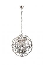  1130D20PN-SS/RC - Geneva 5 Light Polished Nickel Pendant Silver Shade (Grey) Royal Cut Crystal