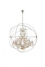  1130G60PN-GT/RC - Geneva 25 Light Polished Nickel Chandelier Golden Teak (Smoky) Royal Cut Crystal