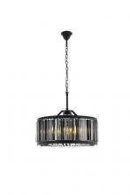  1203D28MB-SS/RC - Chelsea 8 Light Matte Black Chandelier Silver Shade (Grey) Royal Cut Crystal