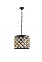  1206D14MB-GT/RC - Madison 4 Light Matte Black Pendant Golden Teak (Smoky) Royal Cut Crystal