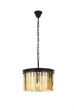  1208D16MB-GT/RC - Sydney 3 Light Matte Black Pendant Golden Teak (Smoky) Royal Cut Crystal