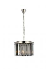  1208D16PN-SS/RC - Sydney 3 Light Polished Nickel Pendant Silver Shade (Grey) Royal Cut Crystal