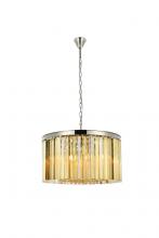  1208D26PN-GT/RC - Sydney 8 Light Polished Nickel Chandelier Golden Teak (Smoky) Royal Cut Crystal