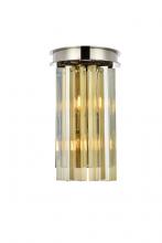  1208W8PN-GT/RC - Sydney 2 Light Polished Nickel Wall Sconce Golden Teak (Smoky) Royal Cut Crystal