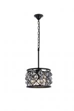  1214D12MB-SS/RC - Madison 3 Light Matte Black Pendant Silver Shade (Grey) Royal Cut Crystal