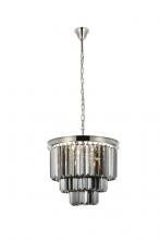  1231D20PN-SS/RC - Sydney 9 Light Polished Nickel Chandelier Silver Shade (Grey) Royal Cut Crystal