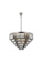  1231D44PN-SS/RC - Sydney 33 Light Polished Nickel Chandelier Silver Shade (Grey) Royal Cut Crystal