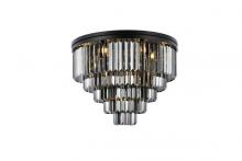  1231F32MB-SS/RC - Sydney 17 Light Matte Black Flush Mount Silver Shade (Grey) Royal Cut Crystal