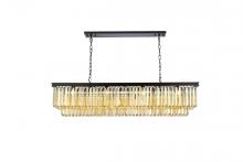  1232D60MB-GT/RC - Sydney 12 Light Matte Black Chandelier Golden Teak (Smoky) Royal Cut Crystal