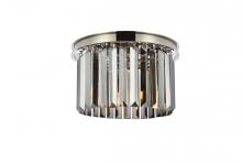  1238F16PN-SS/RC - Sydney 3 Light Polished Nickel Flush Mount Silver Shade (Grey) Royal Cut Crystal