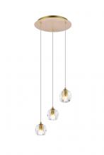  3505D12G - Eren 3 Lights Gold Pendant