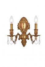  9602W10FG/RC - Monarch 2 Light French Gold Wall Sconce Clear Royal Cut Crystal